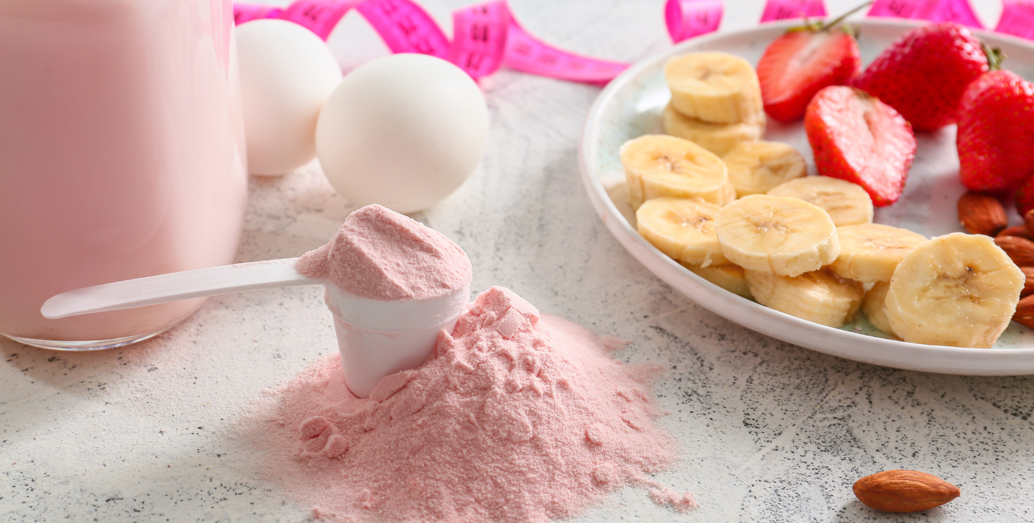 Proteinpulver mit Erdbeeren
