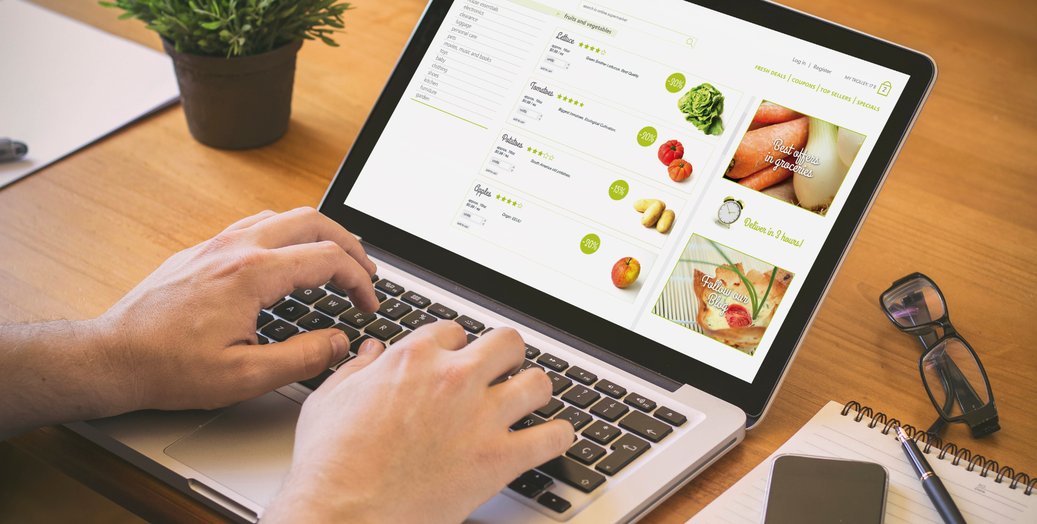 Laptop mit Onlinebestellung