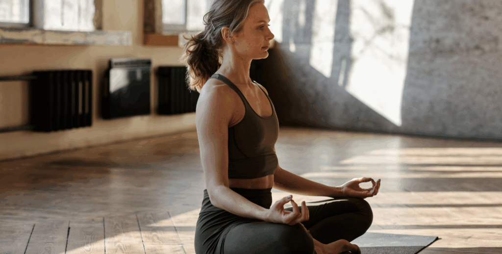 Frau macht Yoga