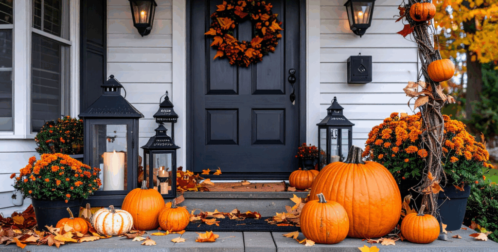 Haus, welches Halloween mäßig geschmückt wurde
